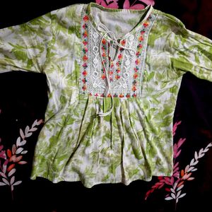 Embroidered Green Top