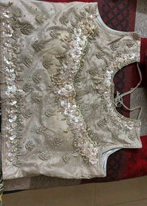 Elegant Beige Embroidered Lehenga set