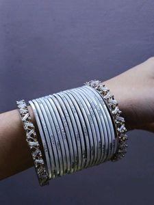 Silver Bangles Set For Both Hands