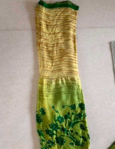 Green Floral Printed Saree With Blouse