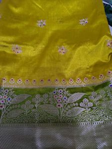 original raw mango Yellow Saree