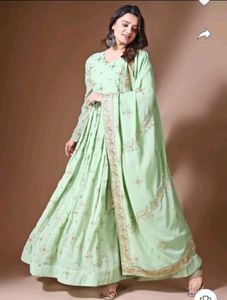 Elegant Mint Green Anarkali Suit