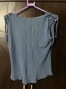 Striped Tie-Shoulder Top