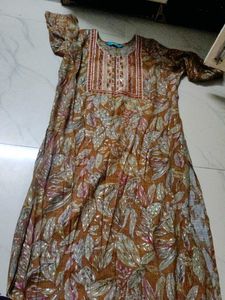 Elegant Brown Floral Print Kurta sets