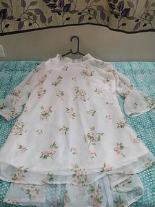 White Georgette Floral Top and Belt