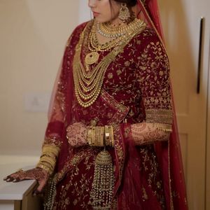 Stunning Maroon & Gold Bridal Lehenga