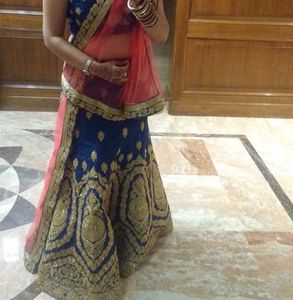 Blue &amp; Gold Lehenga Choli