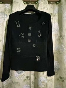 Embellished Black Long Sleeve Top