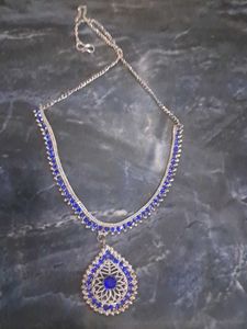Blue Rhinestone Bow Earrings