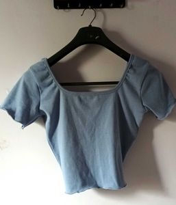 Blue Backless Crop Top