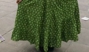 Green Floral Print Ethnic Skirt
