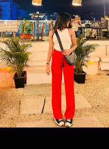 Red Flare Leggings/ Formal Trousers