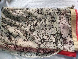 Printed Black And White Saree