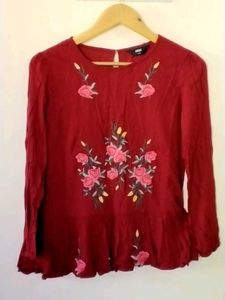Maroon Floral Top