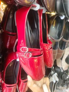 Red Patent Buckle Flats