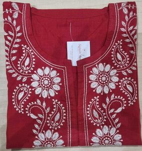 Red Embroidery Kurta