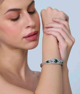 Green Brass SilverPlated Handcrafted Bracelet