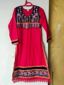 Embroidered Red Kurta