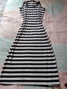 A Line Black And White Dress