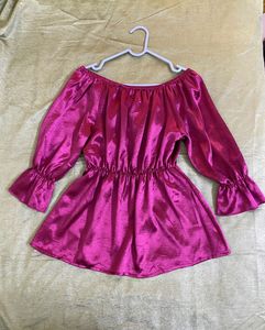 Pink Off-Shoulder Top With Back Bow Bust 36