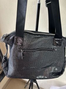 Rare Metallic Silver &amp; Black Tote Bag
