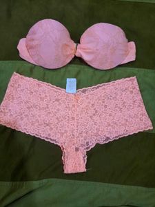 Peach Lace Lingerie Set