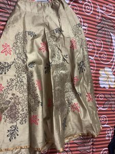 Golden Ethnic Skirt With Black Crop Top