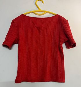 Zara Red Ribbed Top - Size S