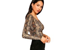 Stylish Snake Print One-Shoulder Top