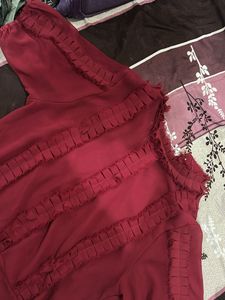 Burgundy Ruffle Blouse