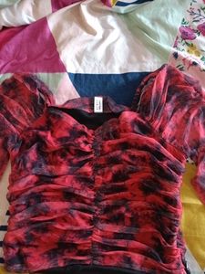 Red & Black Tie-Dye Top