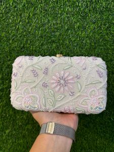 Floral Embroidered Clutch
