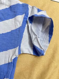 H&amp;M Blue Striped And Cream  Baby Tee -pack Of 2