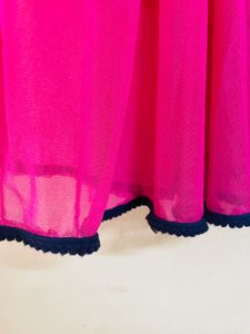 Pink Maxi Skirt With Blue Piping At Bottom