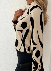 Abstract Printed Mandarin Top