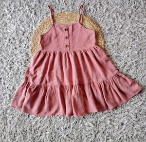 Pink Button-Front Dress