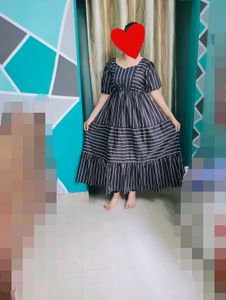 Striped Crepe Maxi Party Dress 🖤🤍
