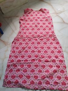 Pink Floral Print Pinterest Vibe Sleeveless Kurta