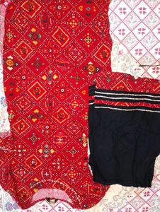 Red Printed Kurta Set