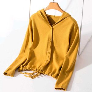 Mustard Button-Down Hoodie