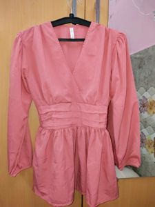 Pink V-Neck Long Sleeve Top (AK)