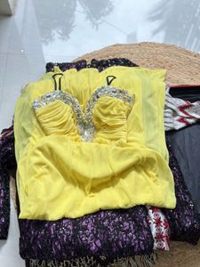 Yellow Embellished Maxi Dress