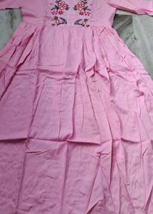 Pink Embroidered Kurti Size M