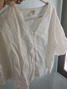 AND White Cut Work  Top