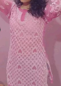 Pink Original Lukhnavi Embroidered Kurti