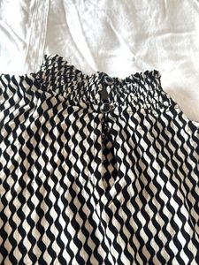 Geometric Print High Neck Blouse