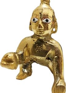 Exquisite 1-Inch Brass Laddu Gopal Idol