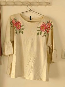 Cream Daily Wear Top For Women