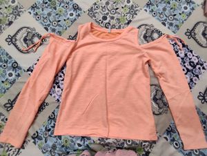 Cute Peach Cold Shoulder Top