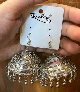 Silver Jhumka Earrings